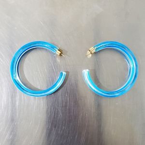 NEW Alison Lou Medium Jelly Hoops - Blue